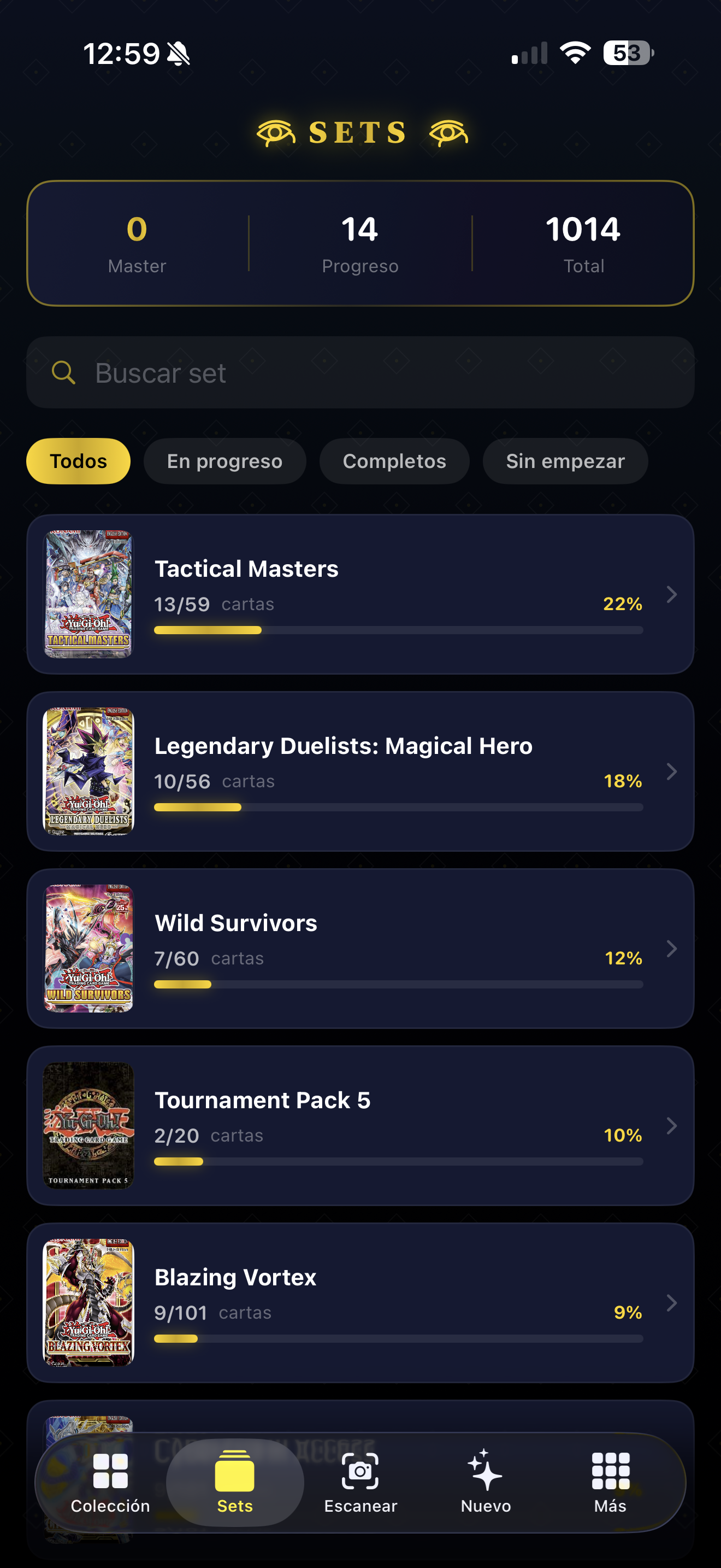 Catálogo de sets